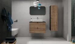 Meuble de salle de bain, Noir Mat, 80 x 57 x 46 cm