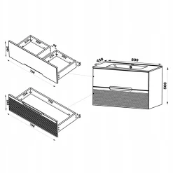 Meuble de salle de bain sous vasque suspendu AVELLA noyer et noir 80 cm