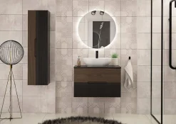 Meuble de salle de bain sous vasque suspendu AVELLA noyer et noir 80 cm
