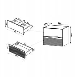 Meuble de salle de bain sous vasque suspendu AVELLA noyer et noir 60 cm