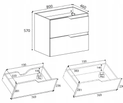 Meuble de salle de bain suspendu sous vasque MODERN blanc 80 cm