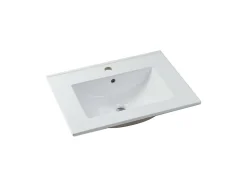 Meuble de salle de bain suspendu strié avec vasque à encastrer - Naturel clair - 60 cm - ZEVARA