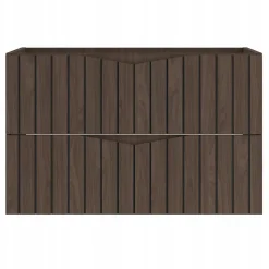 Meuble de salle de bain sous vasque suspendu STELLA coloris noyer 80 cm façades rainurées