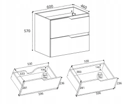 Meuble de salle de bain suspendu sous vasque MODERN cachmire 60 cm