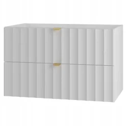 Meuble de salle de bain sous vasque suspendu ARCOS blanc 80 cm façades rainurées