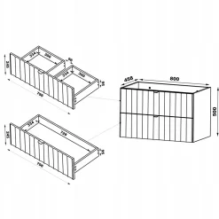 Meuble de salle de bain sous vasque suspendu ARCOS blanc 80 cm façades rainurées
