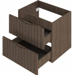 Meuble de salle de bain sous vasque suspendu STELLA coloris noyer 60 cm façades rainurées