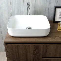 Meuble De Salle De Bain Suspendu 120Cm, Porte Et 2 Tiroirs En Noyer Foncé, Lavabo À Poser Et Miroir 120X70 - Siena