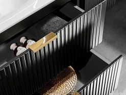 Meuble de salle de bain suspendu strié avec vasque à encastrer - Noir - 120 cm - ZEVARA
