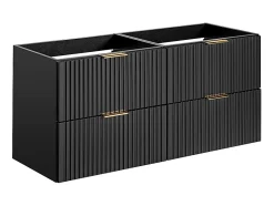 Meuble de salle de bain suspendu strié avec vasque à encastrer - Noir - 120 cm - ZEVARA