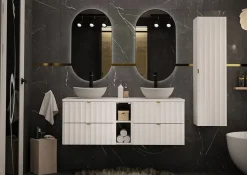 Meuble de salle de bain sous vasque suspendu ARCOS blanc 60 cm façades rainurées