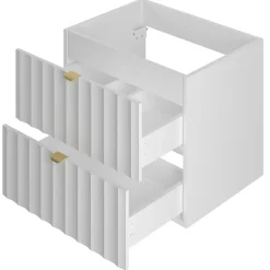 Meuble de salle de bain sous vasque suspendu ARCOS blanc 60 cm façades rainurées