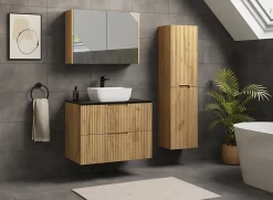Meuble de salle de bain suspendu sous vasque VENA chêne 80 cm
