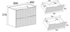 Meuble de salle de bain suspendu sous vasque VENA noir 80 cm