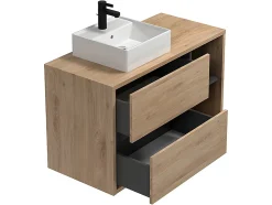 Meuble de salle de bain suspendu vasque carrée - coloris naturel - 100 cm - PURNAL