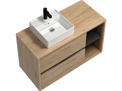 Meuble de salle de bain suspendu vasque carrée - coloris naturel - 100 cm - PURNAL
