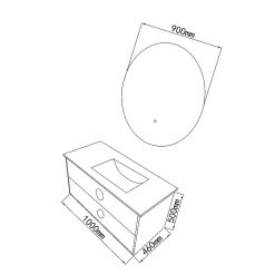 Meuble de salle de bain simple vasque 100cm bois et vert avec miroir LED LuxuryBain-