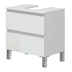 Meuble de salle de bain sous évier 60 cm avec 2 tiroirs coloris blanc - Longueur 60 x Profondeur 40 x Hauteur 63 cm