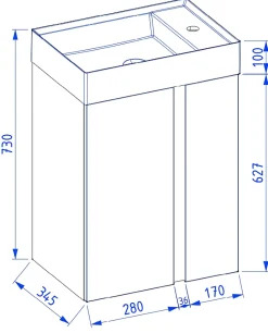 Meuble de salle de bain UNIQ 49 x 34,5 x 63 cm en plusieurs couleurs - Vert
