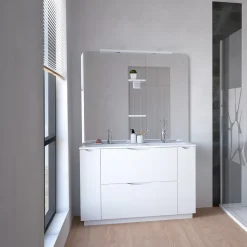 Meuble de salle de bains à poser H.185 x l.120 cm, blanc, Palermo