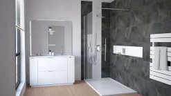 Meuble de salle de bains à poser H.185 x l.120 cm, blanc, Palermo