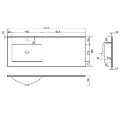 Meuble De Salle De Bains Suspendu 120Cm Avec Tiroirs Gris Frêne, Lavabo Asymétrique Et Miroir - New York