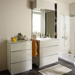 Meuble de salle de bains haut taupe l.80 x H.30 x P.30 cm, Pamili