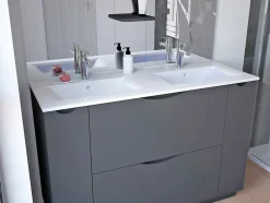 Meuble de salle de bains à poser H.185 x l.120 cm, anthracite, Palermo