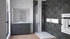 Meuble de salle de bains à poser H.185 x l.120 cm, anthracite, Palermo
