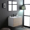 Meuble De Salle De Bains Cannage Blanc Et Chêne 80Cm, Lavabo Et Miroir 80X60 - Bilbao