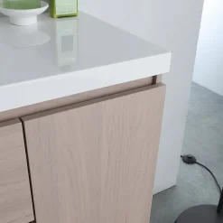 Meuble De Salle De Bains 90 Cm Avec Lavabo En Résine De Marbre, Profondeur 39 Cm Malaga