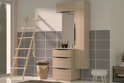 Meuble de salle de bains haut effet bois l.60 x H.30 x P.30 cm, Pamili