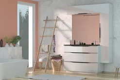 Meuble de salle de bains haut blanc brillant l.120 x H.30 x P.30 cm, Pamili