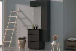 Meuble de salle de bains haut noir mat l.60 x H.30 x P.30 cm, Pamili
