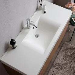 Meuble De Salle De Bains Suspendu 120Cm Tiroirs Et Lavabo 1 Cuve Sans Miroir - Valentina