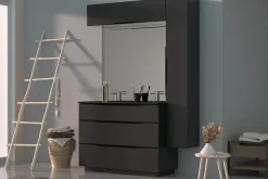 Meuble de salle de bains haut noir mat l.120 x H.30 x P.30 cm, Pamili