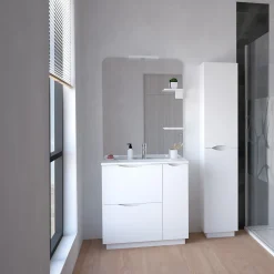 Meuble de salle de bains à poser H.185 x l.80 cm, blanc, Palermo