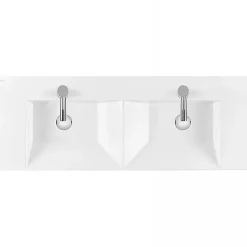 Meuble de salle de bains suspendu blanc 2 tiroirs blanc SANINDUSA pour Vasque Vista 140 (vasque, mitigeur et vidage non inclus)