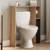 Meuble dessus WC WALLIS avec placard façon hêtre et noir