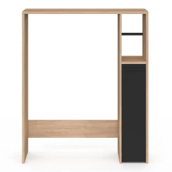 Meuble dessus WC WALLIS avec placard façon hêtre et noir