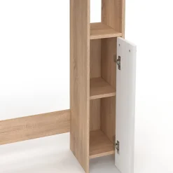 Meuble dessus WC WALLIS avec placard façon hêtre et blanc