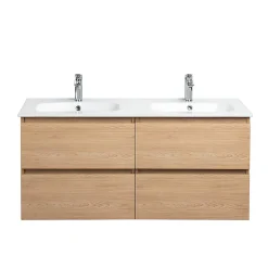 Meuble double Prémonté sous vasque Bois 120Cm SAYA - bain-bain