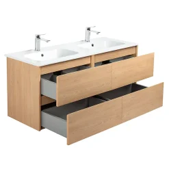 Meuble double Prémonté sous vasque Bois 120Cm SAYA - bain-bain