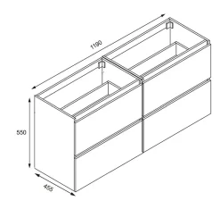 Meuble double Prémonté sous vasque Bois 120Cm SAYA - bain-bain