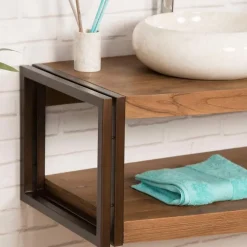 Meuble double suspendu Elégance teck métal 145 cm