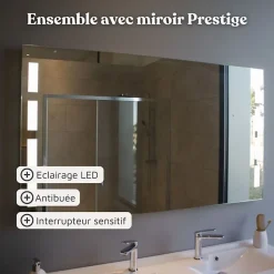 Meuble double vasque 140 cm ARLEQUIN avec miroir Prestige - Blanc - Blanc
