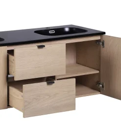 Meuble double vasque 140cm chêne STUDIO suspendu