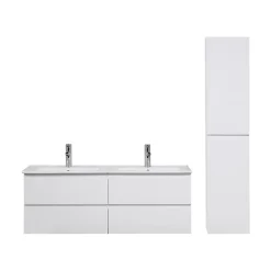 Meuble double vasque 120cm SORRENTO Blanc + colonne
