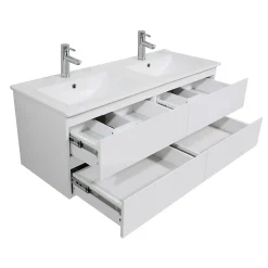 Meuble double vasque 120cm SORRENTO Blanc + colonne