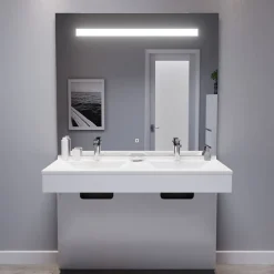 Meuble double vasque PMR EPURE 120 cm avec miroir led Elégance ht105 - Blanc brillant